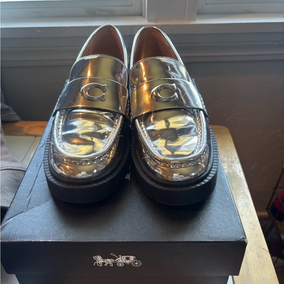Coach Women's Silver Loafers - Picture 2 of 3